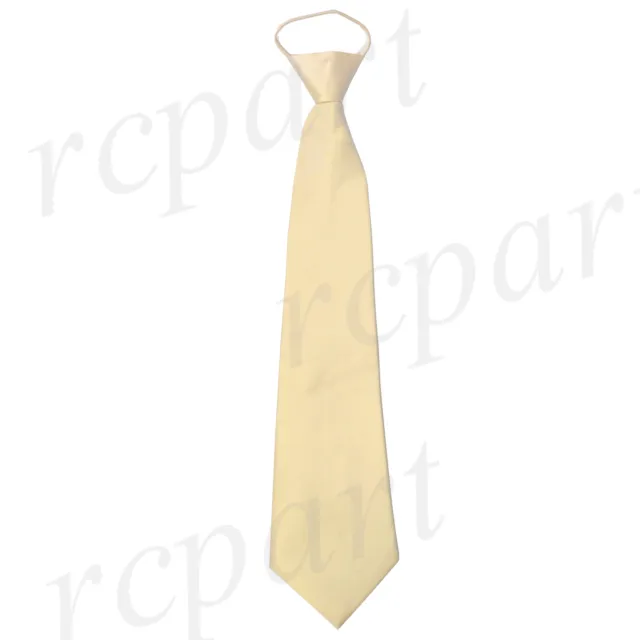 New Polyester Men's ready knot pre tied neck tie only solid formal wedding beige