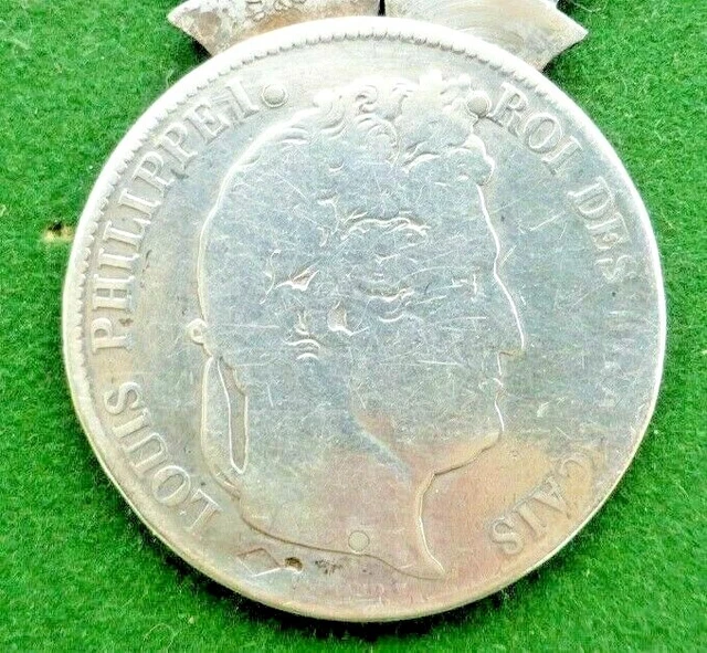 Pince à Billet Ancienne En Argent Massif - Pièce 5 Francs Louis Philippe 1843 Eloi, Décorative Française