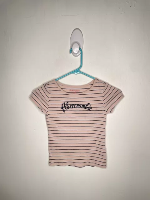 Abercrombie Kids Top Girls Size 7-8 Striped Ribbed Knot Pink Short Sleeve Shirt