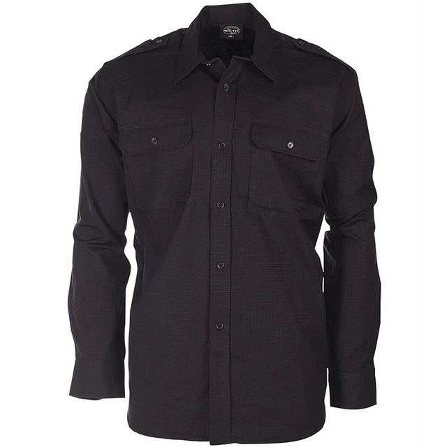 Chemise Manches Longues Style Armée Américaine - Noir - Taille S à 5XL - Neuf Avec étiquettes