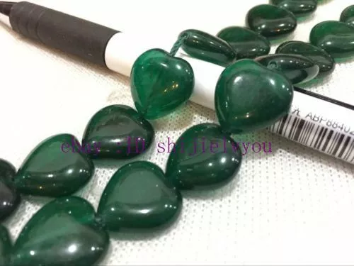 AAA + heart-shaped 14mm ink green Emerald jewel loose beads 15 "