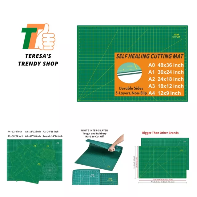 Self Healing Cutting Mat: 24 x 36 inch Green Large 5-Ply Double-Sided Durable...