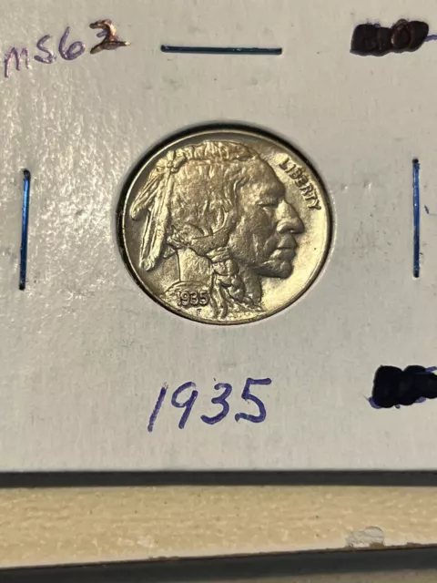 1935 Buffalo Nickel Blazing Original White Gem+ BU