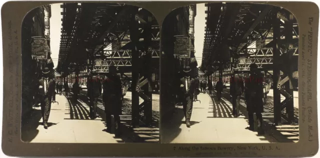 US USA New York Bowery 1905 Foto Stereo Vintage
