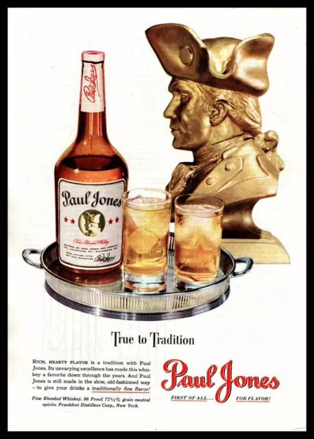1948 Paul Jones Fine Blended Whiskey "True To Tradition" Golden Bust Print Ad