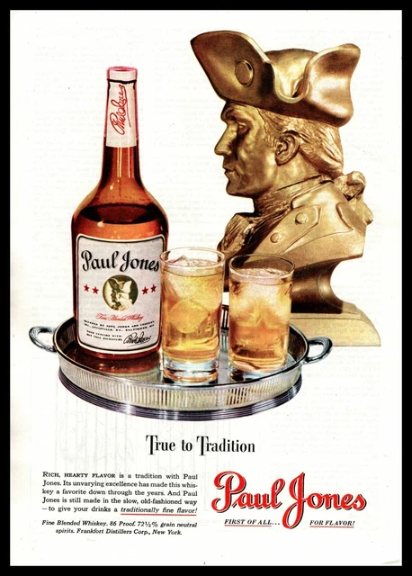 1948 Paul Jones Fine Blended Whiskey "True To Tradition" Golden Bust Print Ad