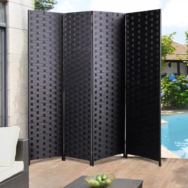 4 Panels Room Divider Woven Screen Wall Folding Room Partition Separator Privacy