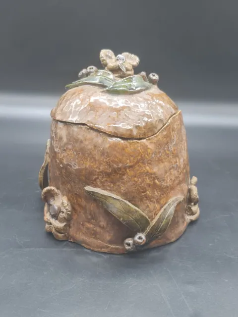Vintage Australian Pottery Jar With Lid Large Gum Nut Leaf Koala Great Condition 2
