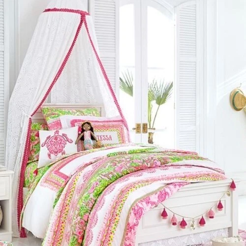 Lilly Pulitzer Pottery Barn Kids Bed Crib Canopy M'Ocean Eyelet Netting Nursery