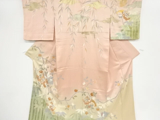35712# JAPANESE KIMONO / ANTIQUE KIMONO / EMBROIDERY / PINE & UME BLOSSOM &a