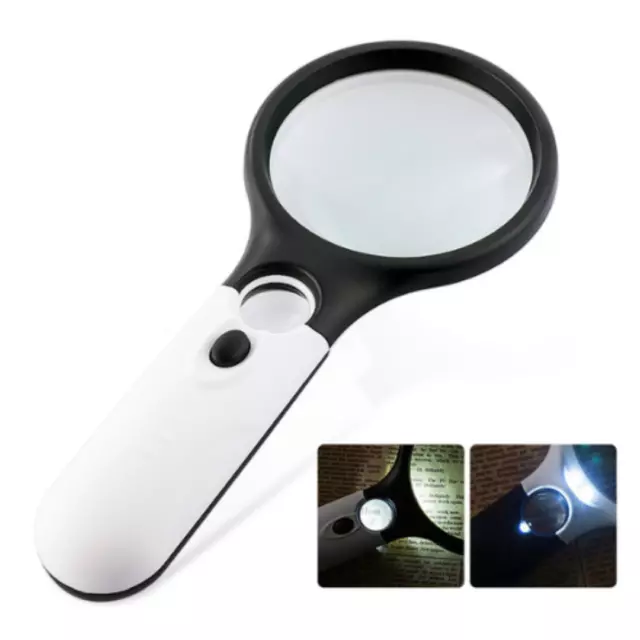 Loupe De Lecture À Main x45 Avec Éclairage Lumière LED Cadeau Utile Pratique 2