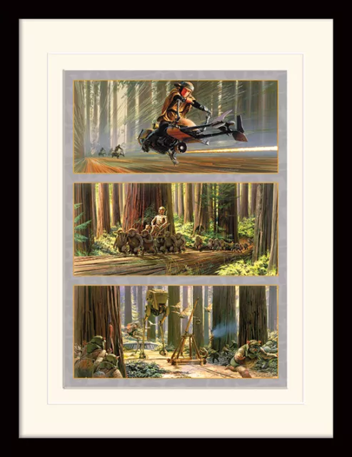 Endor‘s Moon Kunstdruck Star Wars gerahmtes Bild 35 x 45 cm Wandbild im Rahmen