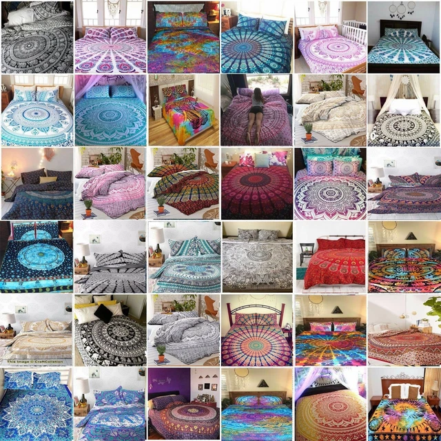 Indien Ombre Mandala Consolateur Ensemble de Couette Reine Coton Literie Doona