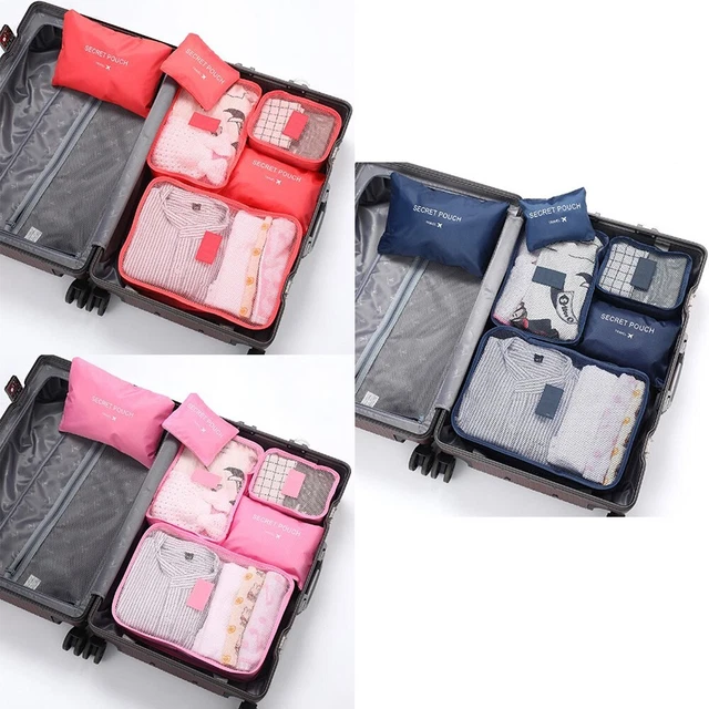 Set Borse Da Viaggio Multicolore 6pz Cubi Imballaggio per Organizzazione Bagagli