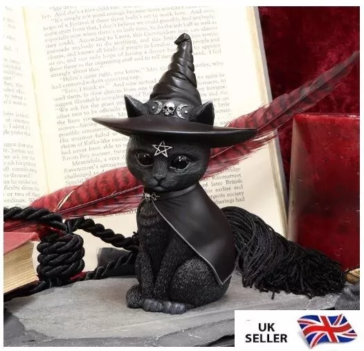 Nemesis Now Purrah Cat Figurine Witches Hat Occult Gothic Feline Ornament ✅