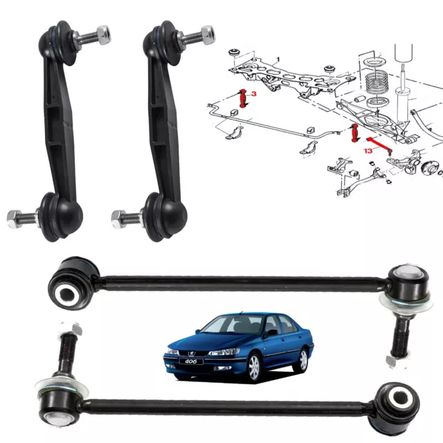 4 Biellettes de barre stabilisatrice pour 406 & Coupé Arriere = 5178.39 517939