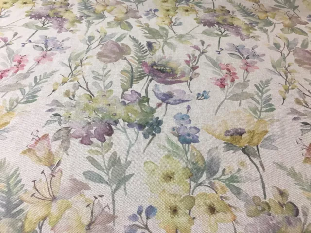 Vintage Floral Fern MAUVE Designer Linen  140cm wide Curtain/Craft  Fabric