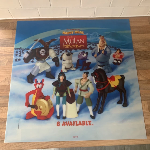 McDonalds Happy Meal Translite Sign -  DISNEY MULAN - 1998 - 55cm x 55cm
