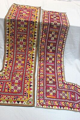 Pair Of Door Valance Kutch Old Fine Craft Banjara Heavy Embroidery Trim Tapestry 3