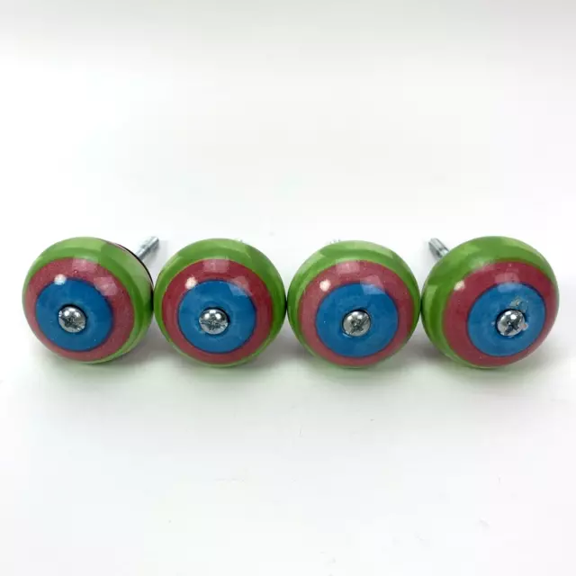 Hand Painted Ceramic Kitchen Cabinet Knobs or Drawer Pulls with Screws Set of 4