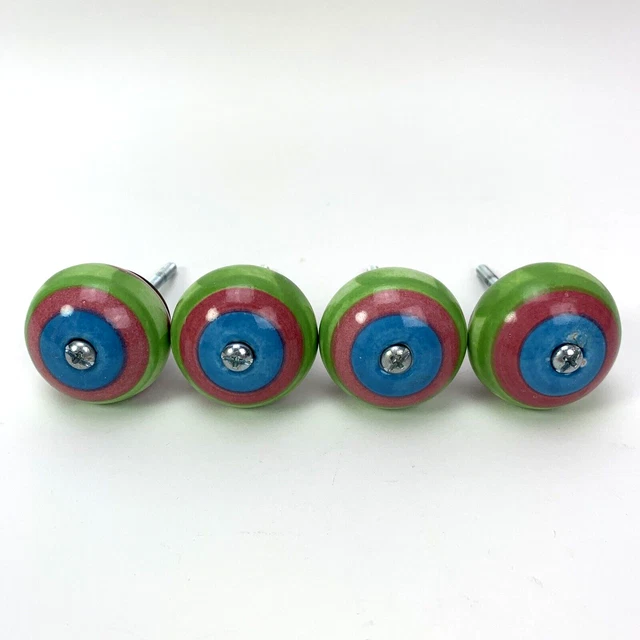 Hand Painted Ceramic Kitchen Cabinet Knobs or Drawer Pulls with Screws Set of 4