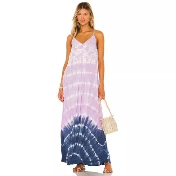 Michael Star x Revolve Gloria Slip Dress in Lavender Tie Dye size L