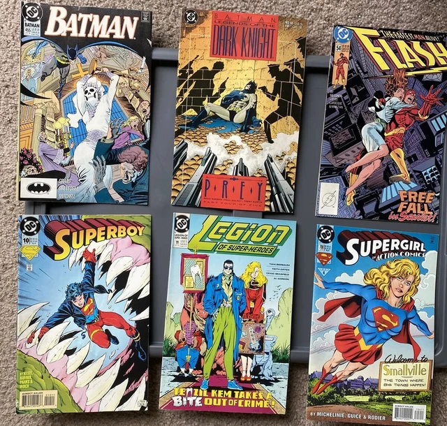Vintage Comic Books Lot (6) DC Action Comics Batman Flash Supergirl & Boy  VGC