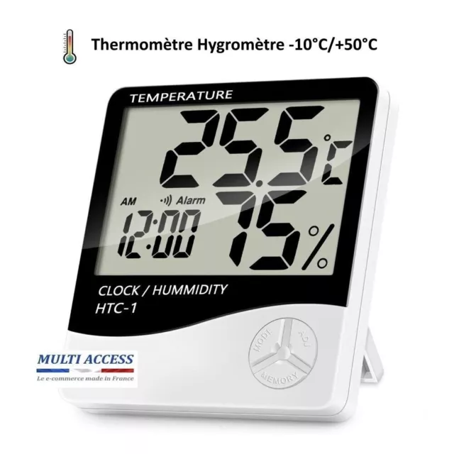 Thermomètre LCD Digital Température Humidité et Alarme - Chambre