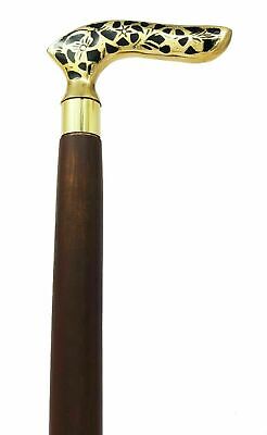 Nautical Brass KNOB Handle Walking Stick Cane Chrome Finish 37 Inches Long Gift