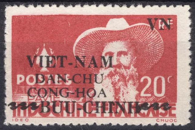 Vietnam 1945 ERROR stamp 'c' in 20c omitted Michel #21 I MNH NGAI