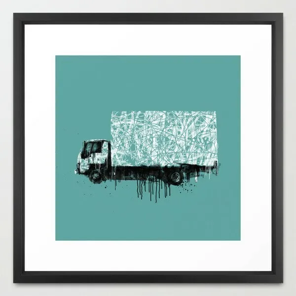 ART TRUCK - Affiche 20x20cm + cadre 30x30cm (Repro art urbain streetart camion)