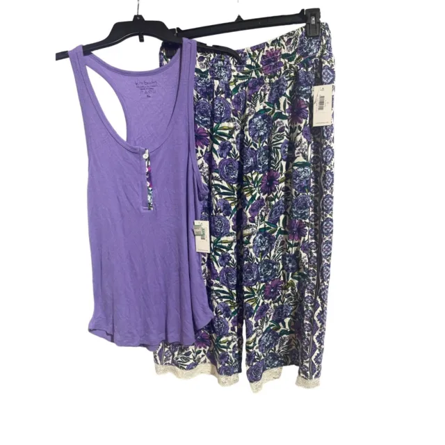 NWT Vera Bradley Purple Floral PJ Set Top Pants XL