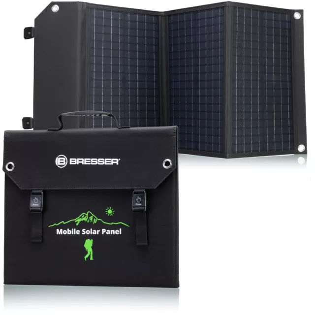 Chargeur solaire portable BRESSER 60 Watt avec port USB et connecteur