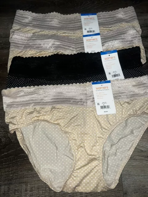 Warner's ~ Women's Hipster Underwear Panties Polyester Blend 4-Pair ~ XL/8