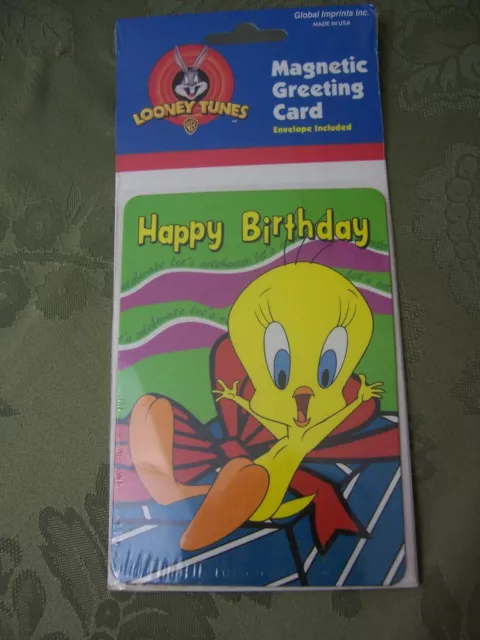 Set of 4 Tweety Bird Looney Tunes 1997 Magnetic Happy Birthday Greeting Cards WB 2