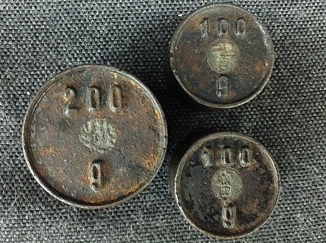 alt Gewichte Präzisions Gewichtssatz Feingewichte Holzkasten Apotheke Fein Waage 8