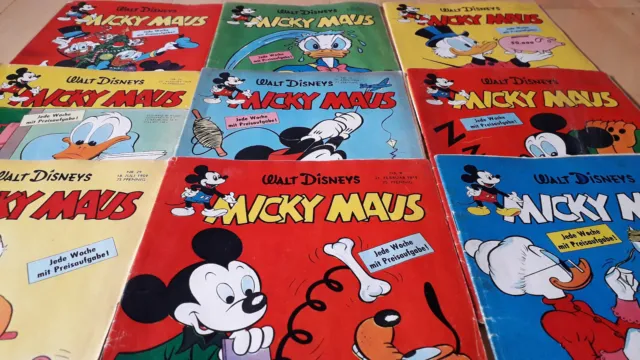 Micky Maus - Konvolut 9 Comichefte von 1959 mit MMK-Gutscheinecke + Sammelbild