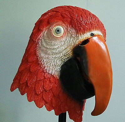 Rosso Pappagallo Maschera Copricapo IN Latex Animal Costume Halloween Uccello