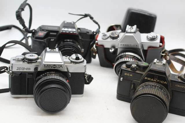 C x4 Vintage SLR Film Cameras Inc. Minolta XG-M, Praktica BCA etc