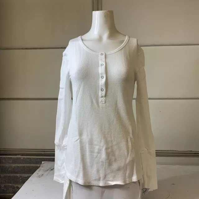 SPLENDID Thermal Forever Henley Top Women's Size Small White