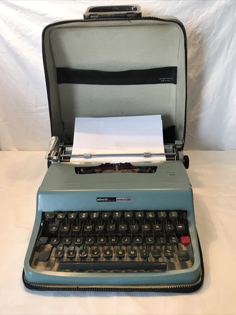De Colección Olivetti Letter 32 Azul Azulado En Estuche Original Hecho En Italia Años 60
