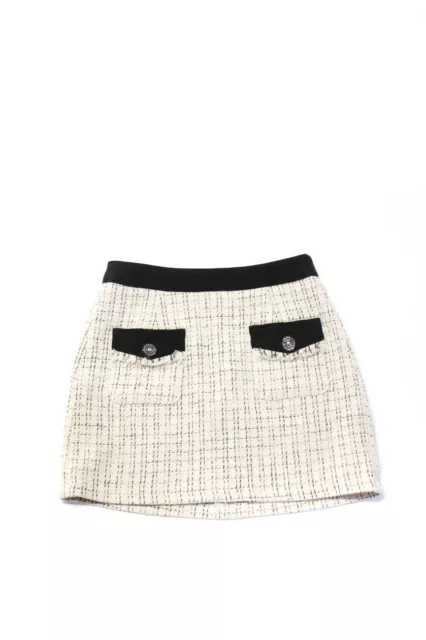 Katie J Girls Tweed Faux Suede Trim Lined Skirt White Size XL