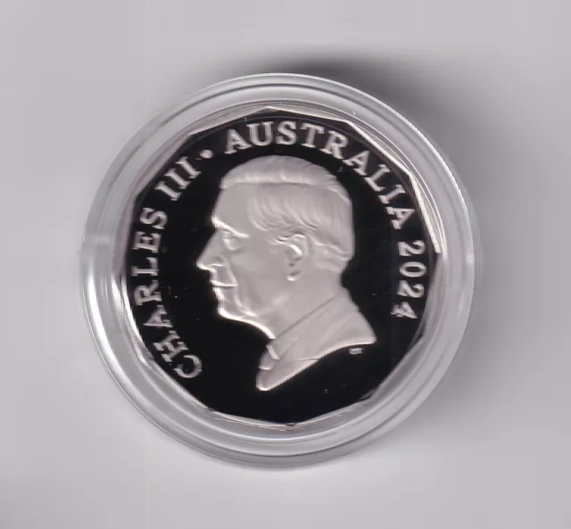 AUSTRALIAN PROOF 2024 50 Cent King Charles Iii Coin In Capsule EUR 42