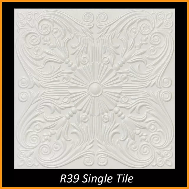 DIY Ceiling Tiles, Glue Up, Foam, 20x20 R39 Victorian White Pack of 96 (253 s/f)