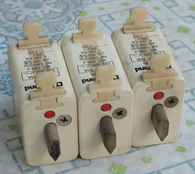 3x Legrand 16335 63A cartouche fusible à couteaux T00 gG/gL 500V lot de 3 3