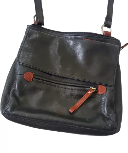 OSGOODE MARLEY Black Pebbled Leather Crossbody Purse Bag