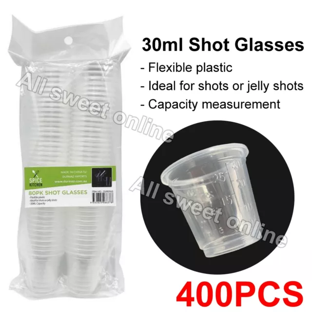 400Pcs 30Ml Clear Shot Glasses Plastic Mini Cup Jelly Shot Party Catering Event