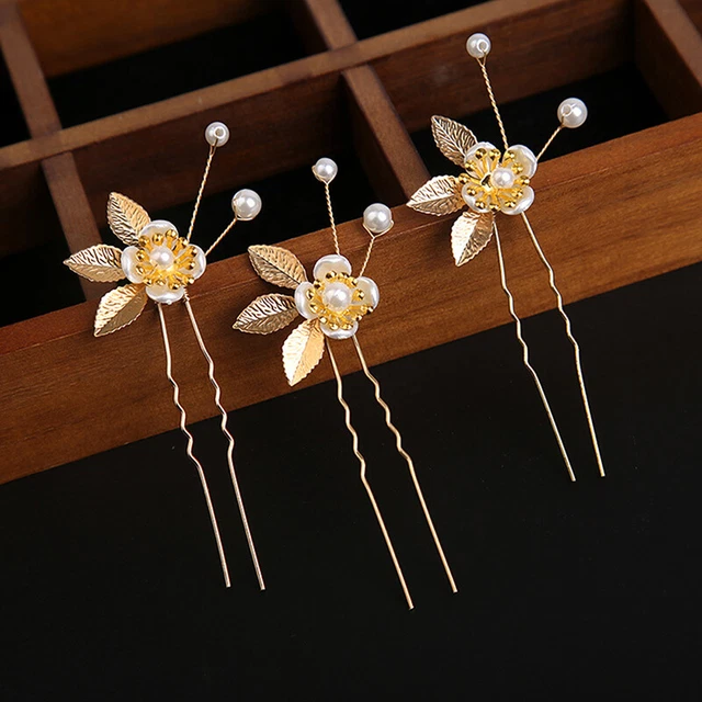 Spille per capelli da sposa clip foglia oro accessori per matrimoni clip per capelli ebreo F2