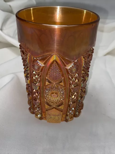 Vintage Imperial Glass Marigold Carnival Bellaire Octagon 4” Tumbler