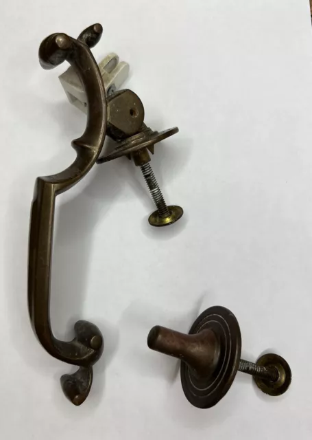 Antique Salvaged Large Brass Victorian Doctors Door Knocker & Strike Plate